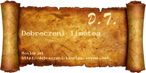 Debreczeni Timótea névjegykártya